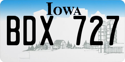 IA license plate BDX727