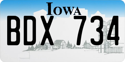 IA license plate BDX734