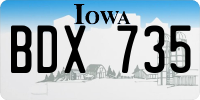 IA license plate BDX735