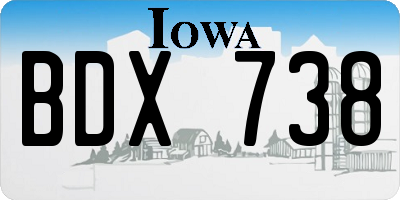 IA license plate BDX738