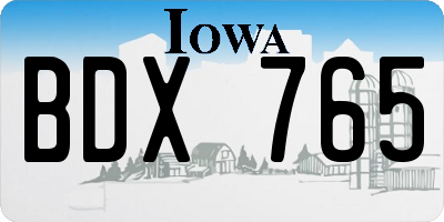 IA license plate BDX765