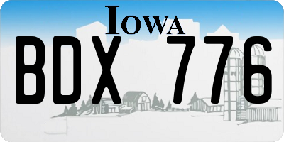 IA license plate BDX776