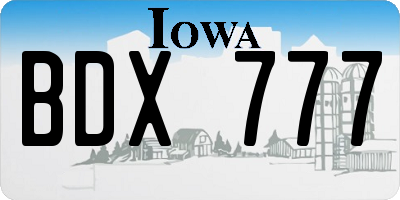 IA license plate BDX777