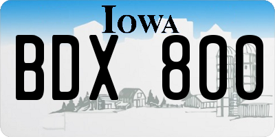 IA license plate BDX800