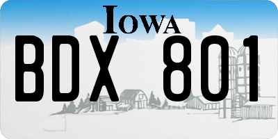 IA license plate BDX801