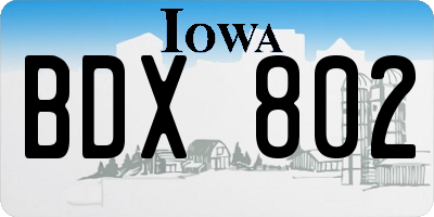 IA license plate BDX802