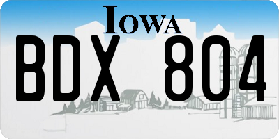 IA license plate BDX804