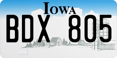 IA license plate BDX805