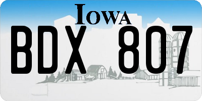 IA license plate BDX807