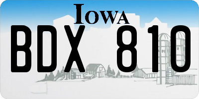 IA license plate BDX810