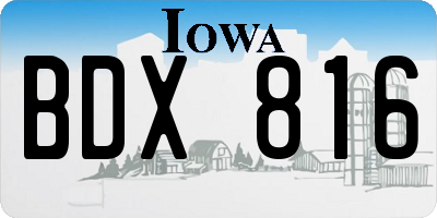 IA license plate BDX816