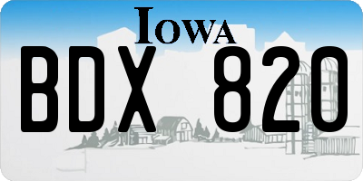 IA license plate BDX820