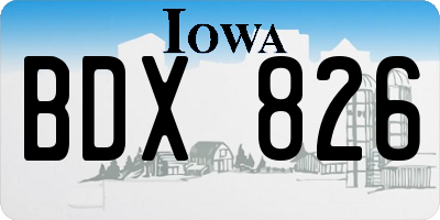 IA license plate BDX826