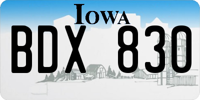 IA license plate BDX830