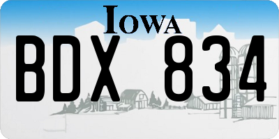IA license plate BDX834