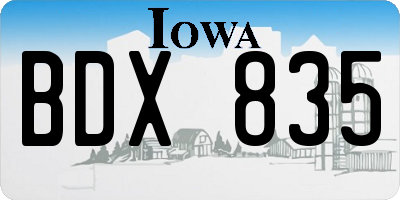 IA license plate BDX835