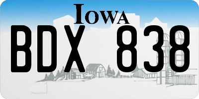 IA license plate BDX838