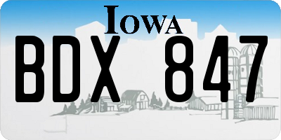 IA license plate BDX847