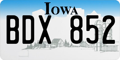 IA license plate BDX852