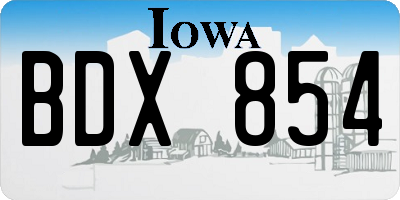 IA license plate BDX854