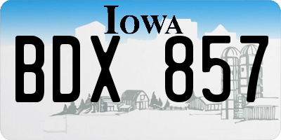 IA license plate BDX857