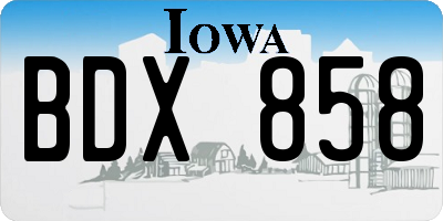 IA license plate BDX858