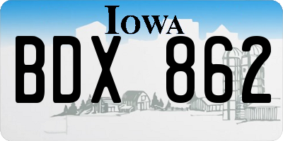 IA license plate BDX862
