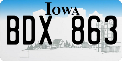 IA license plate BDX863