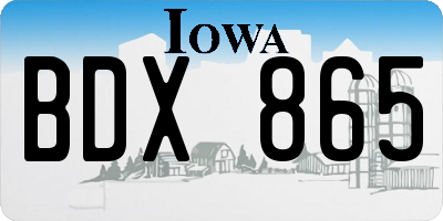 IA license plate BDX865