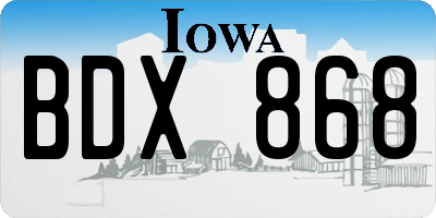 IA license plate BDX868