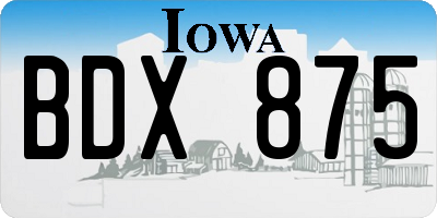 IA license plate BDX875