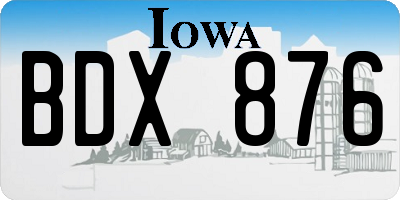 IA license plate BDX876