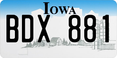 IA license plate BDX881