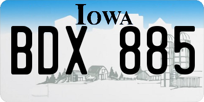 IA license plate BDX885