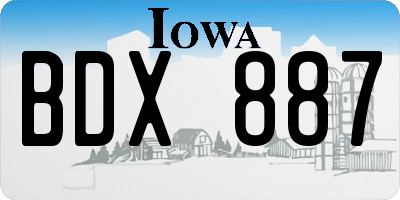 IA license plate BDX887