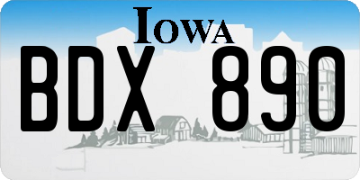 IA license plate BDX890