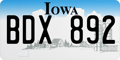 IA license plate BDX892