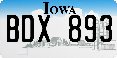 IA license plate BDX893