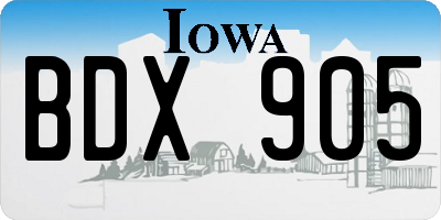 IA license plate BDX905