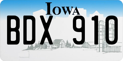 IA license plate BDX910