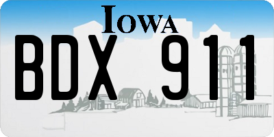 IA license plate BDX911