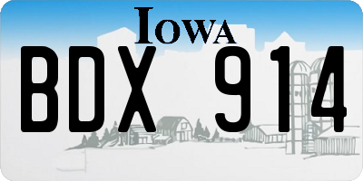 IA license plate BDX914