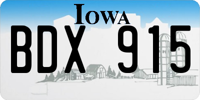 IA license plate BDX915