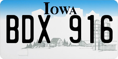 IA license plate BDX916