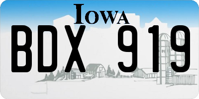 IA license plate BDX919