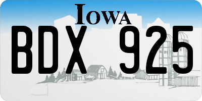 IA license plate BDX925
