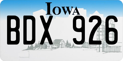 IA license plate BDX926