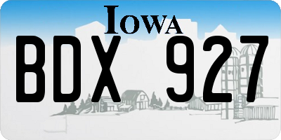 IA license plate BDX927