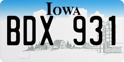 IA license plate BDX931
