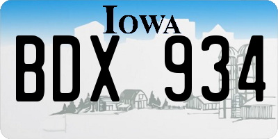 IA license plate BDX934